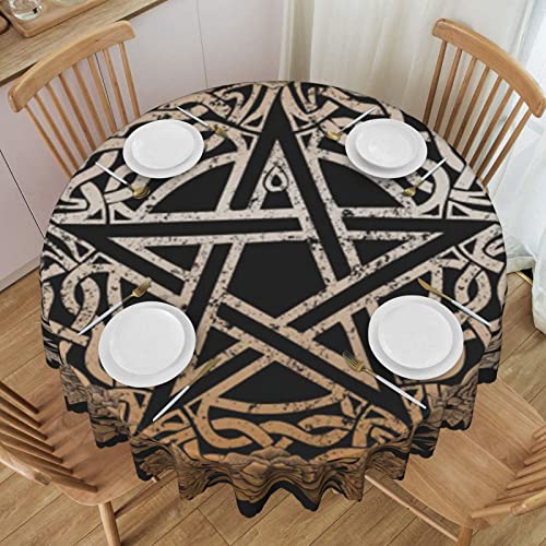Tischdecke, runde Tischdecke, Vintage-Natur, Pentagramm der Wicca-Kunst für Rundtisch, 152,4 cm von AOOEDM