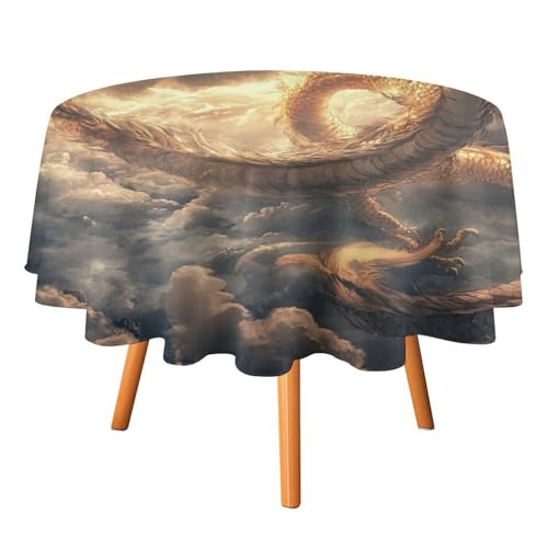 Tischdecken mit Drachenmotiv, rund, 91,4 cm, Aquarell, mythologisches Thema, abstrakte Wolken, Sonnenuntergang, Fliegender Goldener Drache, Tischdecken für Küche und Esszimmer, runde Tischdecke Tischdecken mit Drachenmotiv, rund, 91,4 cm, Aquarell, mythologisches Thema, abstrakte Wolken, Sonnenuntergang, Fliegender Goldener Drache, Tischdecken für Küche und Esszimmer, runde Tischdecke von AOOEDM
