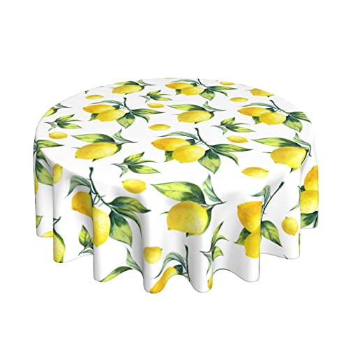 Zitronen-Tischdecke, rund, 60 Zoll, für Frühling, Sommer, Gelb, Zitronen-Tischdecke, Polyester, Anti-Falten, waschbar, Kreis-Tischdecke für Küche, Esszimmer, Picknick, Terrasse Zitronen-Tischdecke, rund, 60 Zoll, für Frühling, Sommer, Gelb, Zitronen-Tischdecke, Polyester, Anti-Falten, waschbar, Kreis-Tischdecke für Küche, Esszimmer, Picknick, Terrasse von AOOEDM