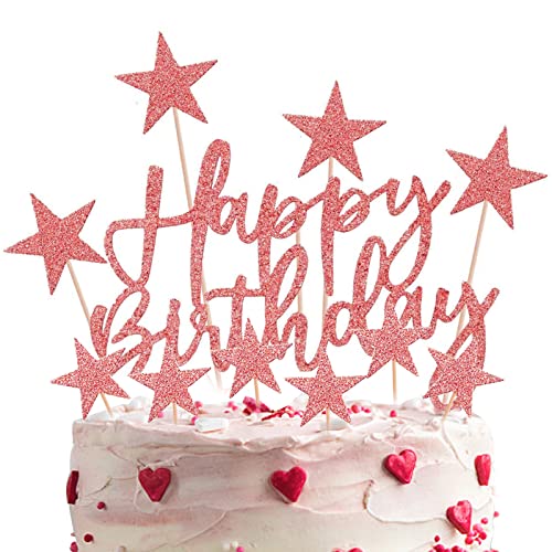 11 Stück Happy Birthday Tortendeko, Geburtstag Glitzer Kuchendeko, Girlande Cake Torten Kuchen Topper für Geburtstag Dekoration von AOOGON