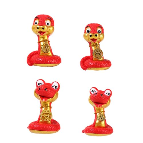 4 Stück chinesische Harz-Schlangenfiguren, Kuchendekoration, Dekoration für das Jahr der Schlange 2025, dekorative Ornamente 4 Stück chinesische Harz-Schlangenfiguren, Kuchendekoration, Dekoration für das Jahr der Schlange 2025, dekorative Ornamente von AOOOWER