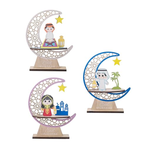 AOOOWER 3 Stück Stern Mond Form Ornament Holz Tischplatte Dekoration für Home Decoration Middle Eastern Moon Festival Supplies AOOOWER 3 Stück Stern Mond Form Ornament Holz Tischplatte Dekoration für Home Decoration Middle Eastern Moon Festival Supplies von AOOOWER