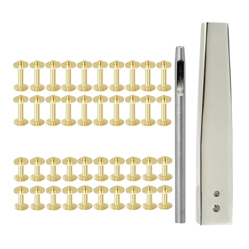 AOOOWER 40 Sets Nieten und Frässtifte mit 3,5 mm Nietwerkzeug und Montagewerkzeug für Ledergürtel, Geldbörsen, Handtaschen, Seile von AOOOWER