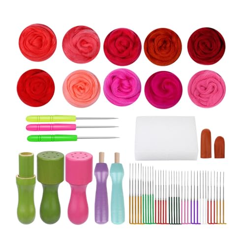 AOOOWER 7/9/10 Farben Bastelwolle Filzset Nadelfilz Set mit Filznadel Wolle Roving Fingerlinge Holzgriff zum Basteln AOOOWER 7/9/10 Farben Bastelwolle Filzset Nadelfilz Set mit Filznadel Wolle Roving Fingerlinge Holzgriff zum Basteln von AOOOWER