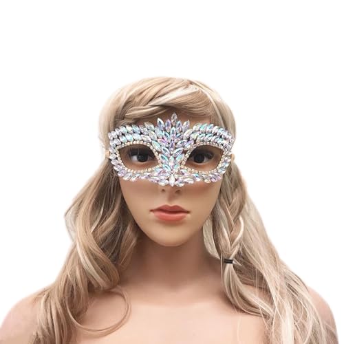 AOOOWER Crystal Eye Flaring Crystal Face Cosplays Zubehör Strass Maskerade Halbgesicht Party Festzug von AOOOWER