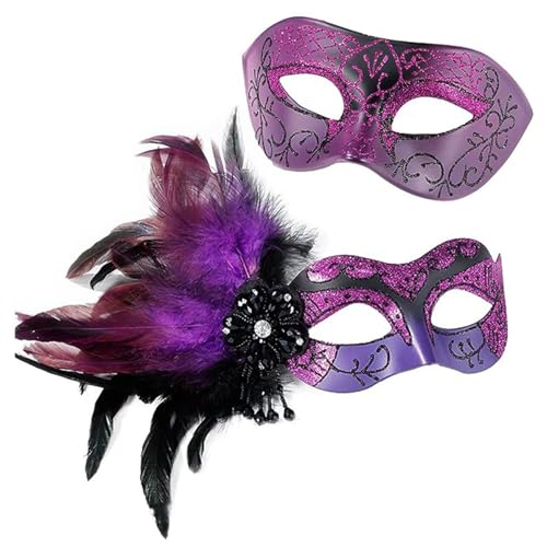 AOOOWER Paar Maskerade Party Halloween Kostüm Karneval für Paare Damen Herren Halbgesicht Karneval Kostüm Zubehör Set für Männer Erwachsene Frauen von AOOOWER