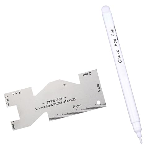 AOOOWER Stoffmarker, Trickmarker mit Metall-Lineal zum Nähen, Handarbeiten, verschwindende Tinten, wasserlöschbarer Markierstift AOOOWER Stoffmarker, Trickmarker mit Metall-Lineal zum Nähen, Handarbeiten, verschwindende Tinten, wasserlöschbarer Markierstift von AOOOWER