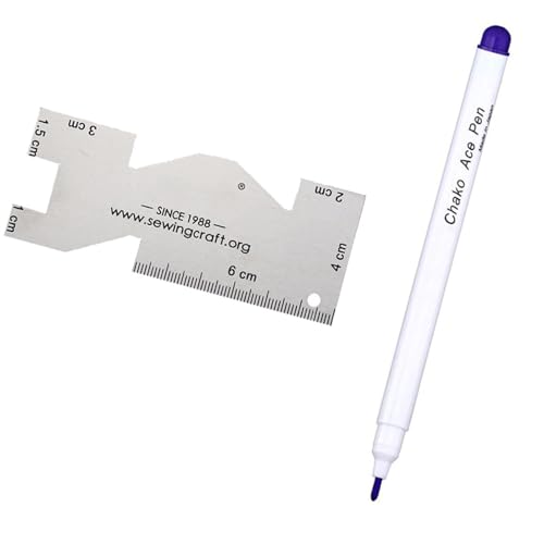 AOOOWER Stoffmarker, Trickmarker mit Metall-Lineal zum Nähen, Handarbeiten, verschwindende Tinten, wasserlöschbarer Markierstift AOOOWER Stoffmarker, Trickmarker mit Metall-Lineal zum Nähen, Handarbeiten, verschwindende Tinten, wasserlöschbarer Markierstift von AOOOWER