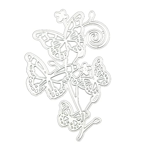 Four for Butterfly Flower Boarder Metall-Stanzschablone DIY Prägetempl Metall-Stanzformen für Kartenherstellung von AOOOWER