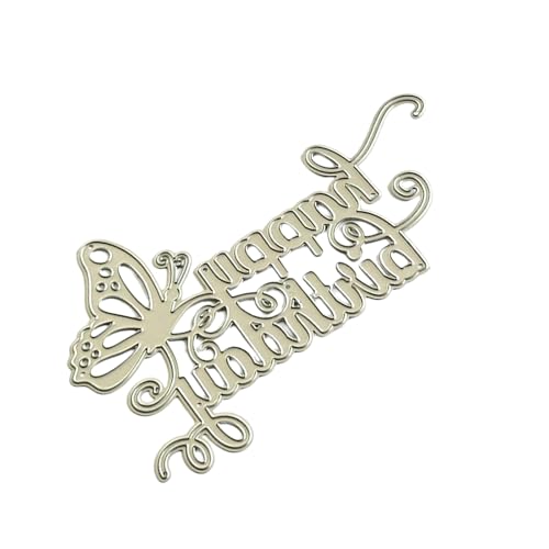 Metallprägeschablonen "Happy Birthday", Schmetterling, Karbonstahl, Stanzformen für Kartenherstellung, Scrapbooking, Basteln Metallprägeschablonen "Happy Birthday", Schmetterling, Karbonstahl, Stanzformen für Kartenherstellung, Scrapbooking, Basteln von AOOOWER