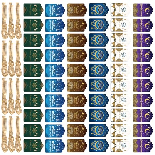 Praktische Eid-Karten mit Bindfäden, elegante Hängekarten für Ramadans und Festival-Partyzubehör, 60 Stück Praktische Eid-Karten mit Bindfäden, elegante Hängekarten für Ramadans und Festival-Partyzubehör, 60 Stück von AOOOWER