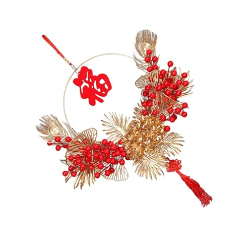 Runder chinesischer Neujahrskranz mit Beeren, 40 cm Girlanden für Innen- und Außenbereich, hängende Tür, Veranda, Fensterdekoration Runder chinesischer Neujahrskranz mit Beeren, 40 cm Girlanden für Innen- und Außenbereich, hängende Tür, Veranda, Fensterdekoration von AOOOWER