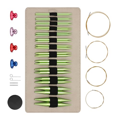 Rundstricknadel-Set aus Aluminium, austauschbare Rundstricknadeln, Set zum Stricken von Pullovern, Socken, Mützen, 13 Paar Rundstricknadel-Set aus Aluminium, austauschbare Rundstricknadeln, Set zum Stricken von Pullovern, Socken, Mützen, 13 Paar von AOOOWER