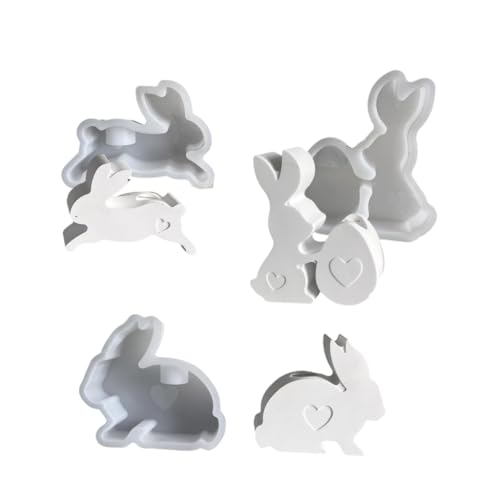 Set mit 3 Formen für Kerzenhalter, Kaninchenform, Silikon-Textur von AOOOWER
