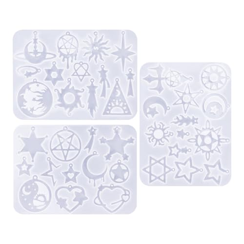 Set mit 3 Silikonformen für Anhänger, Ohrringe, Stern-Serie, Silikon-Anhängerformen, handgefertigtes Schmuckherstellungszubehör Set mit 3 Silikonformen für Anhänger, Ohrringe, Stern-Serie, Silikon-Anhängerformen, handgefertigtes Schmuckherstellungszubehör von AOOOWER