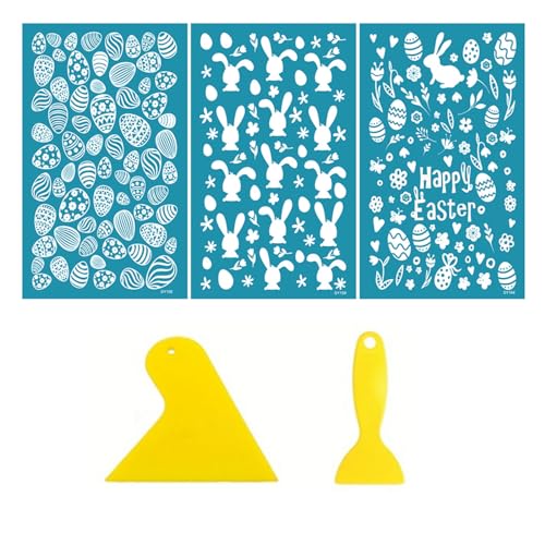 Tonschablonen Ostern, nicht klebend, Siebdruck-Schablonen, wiederverwendbar, Netz-Schablone, Transfer für Ohrringherstellung Tonschablonen Ostern, nicht klebend, Siebdruck-Schablonen, wiederverwendbar, Netz-Schablone, Transfer für Ohrringherstellung von AOOOWER