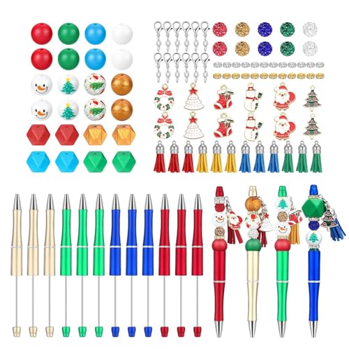 Weihnachtsstift-Kollektion, schöne einziehbare Stifte, bunter Kugelschreiber, Schlüsselanhänger, für Schule und Büro, 12-teiliges Set, Weihnachtsgeschenke, 12 farbige Weihnachts-Kugelschreiber, von AOOOWER