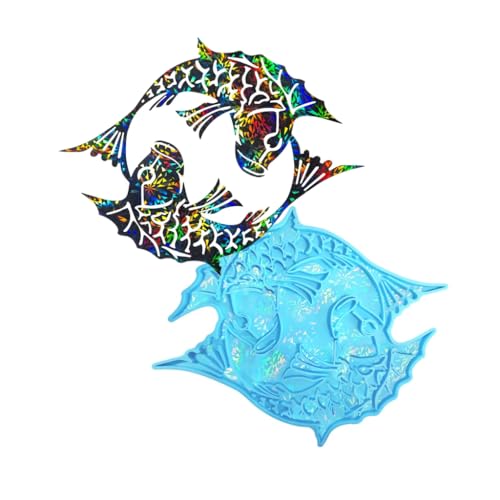 Wiederverwendbare Doppelfisch-Wanddekoration, holografische Epoxidharz-Form für Zuhause und Büro, Dekoration, Basteln Wiederverwendbare Doppelfisch-Wanddekoration, holografische Epoxidharz-Form für Zuhause und Büro, Dekoration, Basteln von AOOOWER