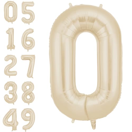 AOOSU Zahlen Luftballon Beige, Folienballon Zahl 0, 40 Zoll Helium Ballons Geburtstagsdeko Mädchen Junge Kindergeburtstag Party Deko Ballon Zahl Deko zum Geburtstag Silvester Deko Neujahr Deko AOOSU Zahlen Luftballon Beige, Folienballon Zahl 0, 40 Zoll Helium Ballons Geburtstagsdeko Mädchen Junge Kindergeburtstag Party Deko Ballon Zahl Deko zum Geburtstag Silvester Deko Neujahr Deko von AOOSU