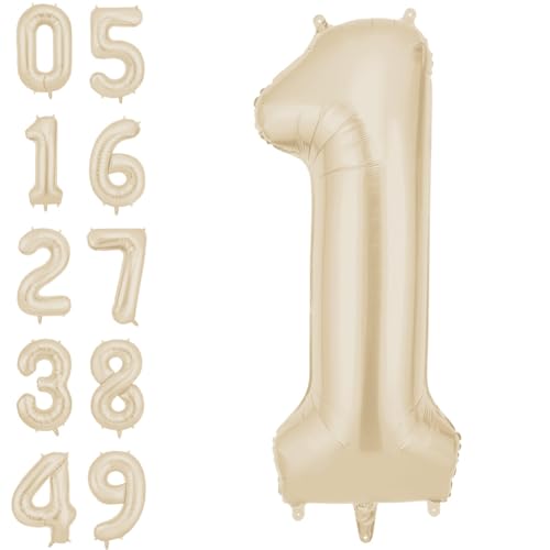 AOOSU Zahlen Luftballon Beige, Folienballon Zahl 1, 40 Zoll Helium Ballons Geburtstagsdeko Mädchen Junge Kindergeburtstag Party Deko Ballon Zahl Deko zum Geburtstag Silvester Deko Neujahr Deko AOOSU Zahlen Luftballon Beige, Folienballon Zahl 1, 40 Zoll Helium Ballons Geburtstagsdeko Mädchen Junge Kindergeburtstag Party Deko Ballon Zahl Deko zum Geburtstag Silvester Deko Neujahr Deko von AOOSU
