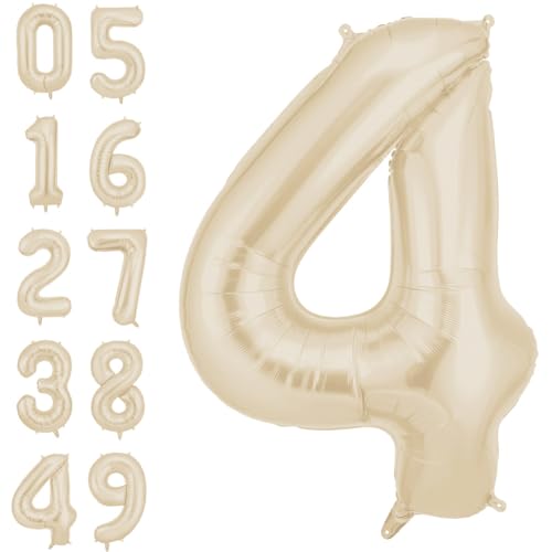 AOOSU Zahlen Luftballon Beige, Folienballon Zahl 4, 40 Zoll Helium Ballons Geburtstagsdeko Mädchen Junge Kindergeburtstag Party Deko Ballon Zahl Deko zum Geburtstag Silvester Deko Neujahr Deko AOOSU Zahlen Luftballon Beige, Folienballon Zahl 4, 40 Zoll Helium Ballons Geburtstagsdeko Mädchen Junge Kindergeburtstag Party Deko Ballon Zahl Deko zum Geburtstag Silvester Deko Neujahr Deko von AOOSU