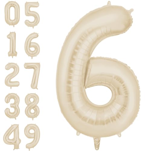 AOOSU Zahlen Luftballon Beige, Folienballon Zahl 6, 40 Zoll Helium Ballons Geburtstagsdeko Mädchen Junge Kindergeburtstag Party Deko Ballon Zahl Deko zum Geburtstag Silvester Deko Neujahr Deko AOOSU Zahlen Luftballon Beige, Folienballon Zahl 6, 40 Zoll Helium Ballons Geburtstagsdeko Mädchen Junge Kindergeburtstag Party Deko Ballon Zahl Deko zum Geburtstag Silvester Deko Neujahr Deko von AOOSU