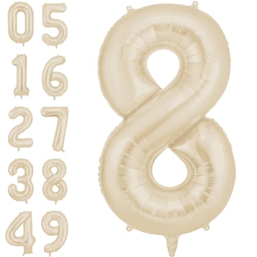 AOOSU Zahlen Luftballon Beige, Folienballon Zahl 8, 40 Zoll Helium Ballons Geburtstagsdeko Mädchen Junge Kindergeburtstag Party Deko Ballon Zahl Deko zum Geburtstag Silvester Deko Neujahr Deko AOOSU Zahlen Luftballon Beige, Folienballon Zahl 8, 40 Zoll Helium Ballons Geburtstagsdeko Mädchen Junge Kindergeburtstag Party Deko Ballon Zahl Deko zum Geburtstag Silvester Deko Neujahr Deko von AOOSU