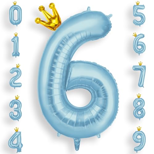AOOSU Zahlen Luftballon Blau, Folienballon Zahl 6, 40 Zoll Helium Ballons Geburtstagsdeko Mädchen Junge Kindergeburtstag Party Deko Ballon Zahl Deko zum Geburtstag Silvester Deko Neujahr Deko AOOSU Zahlen Luftballon Blau, Folienballon Zahl 6, 40 Zoll Helium Ballons Geburtstagsdeko Mädchen Junge Kindergeburtstag Party Deko Ballon Zahl Deko zum Geburtstag Silvester Deko Neujahr Deko von AOOSU