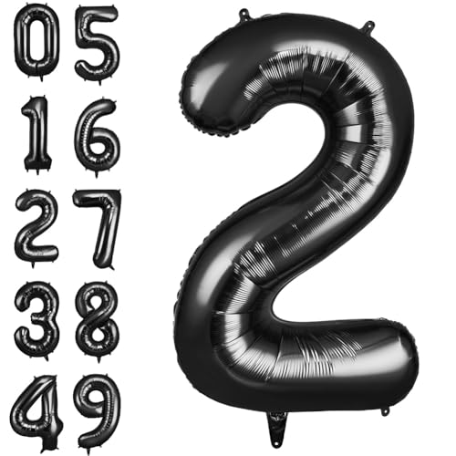 AOOSU Zahlen Luftballon Schwarz, Folienballon Zahl 2, 40 Zoll Helium Ballons Geburtstagsdeko Mädchen Junge Kindergeburtstag Party Deko Ballon Zahl Deko zum Geburtstag Silvester Deko Neujahr Deko AOOSU Zahlen Luftballon Schwarz, Folienballon Zahl 2, 40 Zoll Helium Ballons Geburtstagsdeko Mädchen Junge Kindergeburtstag Party Deko Ballon Zahl Deko zum Geburtstag Silvester Deko Neujahr Deko von AOOSU
