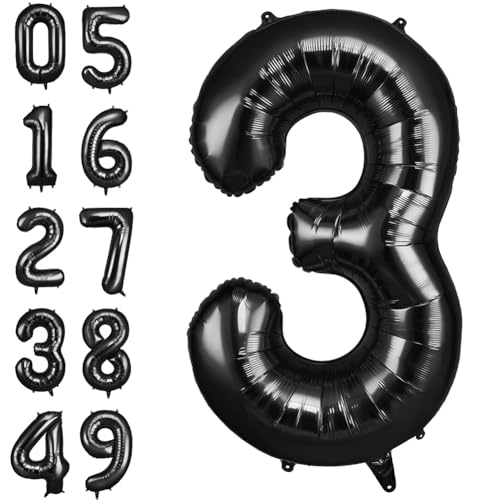 AOOSU Zahlen Luftballon Schwarz, Folienballon Zahl 3, 40 Zoll Helium Ballons Geburtstagsdeko Mädchen Junge Kindergeburtstag Party Deko Ballon Zahl Deko zum Geburtstag Silvester Deko Neujahr Deko AOOSU Zahlen Luftballon Schwarz, Folienballon Zahl 3, 40 Zoll Helium Ballons Geburtstagsdeko Mädchen Junge Kindergeburtstag Party Deko Ballon Zahl Deko zum Geburtstag Silvester Deko Neujahr Deko von AOOSU