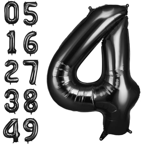AOOSU Zahlen Luftballon Schwarz, Folienballon Zahl 4, 40 Zoll Helium Ballons Geburtstagsdeko Mädchen Junge Kindergeburtstag Party Deko Ballon Zahl Deko zum Geburtstag Silvester Deko Neujahr Deko AOOSU Zahlen Luftballon Schwarz, Folienballon Zahl 4, 40 Zoll Helium Ballons Geburtstagsdeko Mädchen Junge Kindergeburtstag Party Deko Ballon Zahl Deko zum Geburtstag Silvester Deko Neujahr Deko von AOOSU