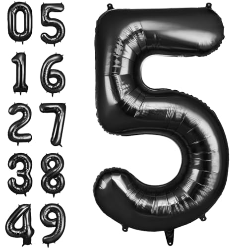 AOOSU Zahlen Luftballon Schwarz, Folienballon Zahl 5, 40 Zoll Helium Ballons Geburtstagsdeko Mädchen Junge Kindergeburtstag Party Deko Ballon Zahl Deko zum Geburtstag Silvester Deko Neujahr Deko AOOSU Zahlen Luftballon Schwarz, Folienballon Zahl 5, 40 Zoll Helium Ballons Geburtstagsdeko Mädchen Junge Kindergeburtstag Party Deko Ballon Zahl Deko zum Geburtstag Silvester Deko Neujahr Deko von AOOSU