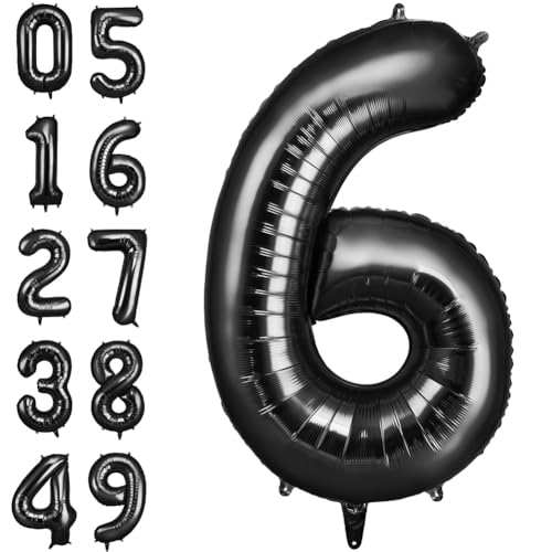 AOOSU Zahlen Luftballon Schwarz, Folienballon Zahl 6, 40 Zoll Helium Ballons Geburtstagsdeko Mädchen Junge Kindergeburtstag Party Deko Ballon Zahl Deko zum Geburtstag Silvester Deko Neujahr Deko AOOSU Zahlen Luftballon Schwarz, Folienballon Zahl 6, 40 Zoll Helium Ballons Geburtstagsdeko Mädchen Junge Kindergeburtstag Party Deko Ballon Zahl Deko zum Geburtstag Silvester Deko Neujahr Deko von AOOSU