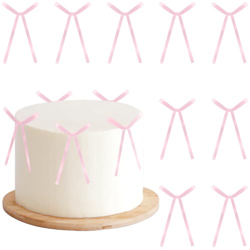 AOOTE Kuchen Deko Rosa,20 Stück Bogen Kuchendekorationen,Tortendeko mit Schleife,Bowknot Cake Topper für Geburtstag Hochzeit Party Hochzeitstag Kuchen Dekorationen(Rosa) von AOOTE