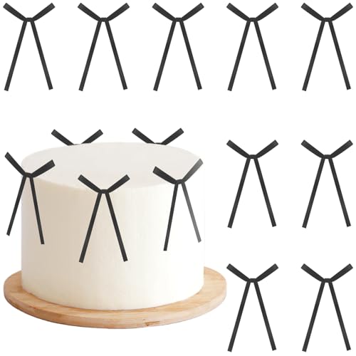 AOOTE Kuchen Deko Schwarz,40 Stück Bogen Kuchendekorationen,Tortendeko mit Schleife,Bowknot Cake Topper für Geburtstag Hochzeit Party Hochzeitstag Kuchen Dekorationen(Schwarz) von AOOTE