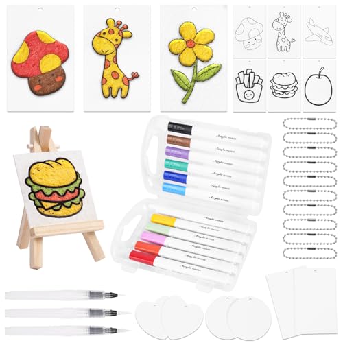 AOOTE Magic Puffy Paint, 38 teiliges 3D Drawing Magic Canvas Sponge Set, 3D Zeichnung Puffy Leer Malerei Papier Mit 12 Malstifte & 3 Wasserstift, Foam Texture Painting Paper, DIY Puffy Texture Paper von AOOTE
