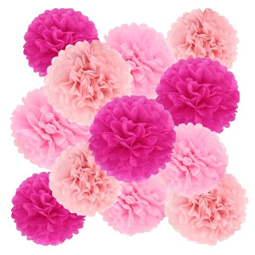 AOOTUERL 16 Stück Rosa Deko Seidenpapier Pompons, für Hochzeit Deko Tischdeko Geburtstagsdeko Party Karneval Deko Gartenparty AOOTUERL 16 Stück Rosa Deko Seidenpapier Pompons, für Hochzeit Deko Tischdeko Geburtstagsdeko Party Karneval Deko Gartenparty von AOOTUERL