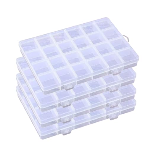 AOPUETRX Sortierboxen für Kleinteile, 4 Stück 24 Fächer Transparente Aufbewahrungsbox für Perlen, Schmuck, Bürobedarf, Kleinteile Organizer, Sortierkasten für Schrauben, Angelzubehör AOPUETRX Sortierboxen für Kleinteile, 4 Stück 24 Fächer Transparente Aufbewahrungsbox für Perlen, Schmuck, Bürobedarf, Kleinteile Organizer, Sortierkasten für Schrauben, Angelzubehör von AOPUETRX