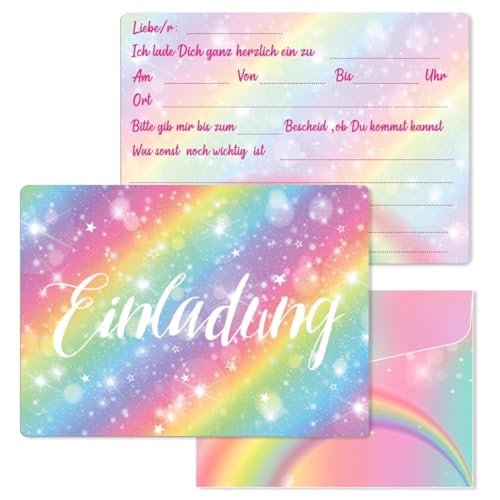 AORHOFJ 12 x Regenbogen Kindergeburtstag Einladungskarten mit 12 Umschlägen, Geburtstagsfeier Einladungen, Mädchen und Jungen Schule Aufnahme Tag Einladungen AORHOFJ 12 x Regenbogen Kindergeburtstag Einladungskarten mit 12 Umschlägen, Geburtstagsfeier Einladungen, Mädchen und Jungen Schule Aufnahme Tag Einladungen von AORHOFJ