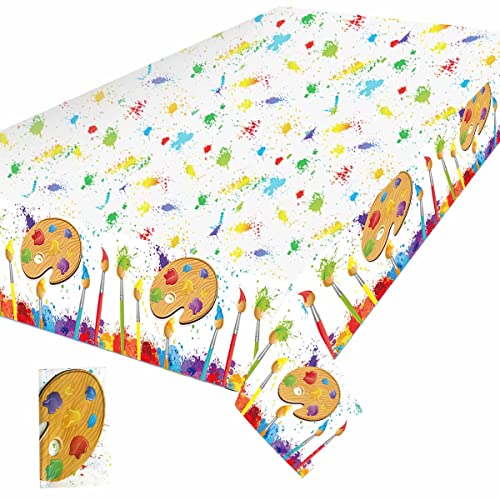 130x220CM Party Tischdecken Malen Thema Tischdecke Kuststoff Splashmat Tischtuch Wasserdicht Rechteckig Malen Tischdecke für Basteln Malen Kindergeburtstag Schulanfang Schulkind Malkurs von AOROPS