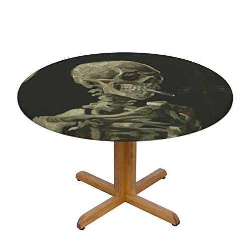 Ein Skelett mit brennendem Zigarettendruck, runde Tischdecke, runde Tischdecken für runde Tischdecke, Polyester-Tischdecke für Buffet-Tisch, Partys, Urlaubsessen Ein Skelett mit brennendem Zigarettendruck, runde Tischdecke, runde Tischdecken für runde Tischdecke, Polyester-Tischdecke für Buffet-Tisch, Partys, Urlaubsessen von AORYGGS