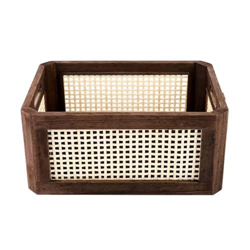 Eleganter Handgewebter Rechteckiger Speicherkorb Aus Holz Für Schrank Platz Sparen Designs Badezimmerkorb von AOSAIXIS