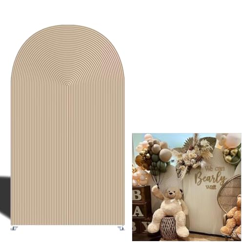 HP463 Bogenrahmen, Stoffbezug, Wellen, Paneele, elastisch, doppelseitig, Hintergrund für Hochzeit, Geburtstag, Party, Bankett, Braut, Babyparty, Dekorationen, Requisiten (B x H x T), Beige von AOSTO