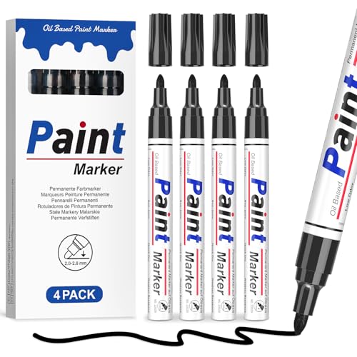 AOSUCO 4 Permanent Marker Schwarz, 2-2,8mm Lackstift Permanent Marker Wasserfest, Rundspitze Permanentmarker - Wasserfest, Schnell Trocknend, Wischfest - für Karton, Glas, Kunststoff, Metall, Holz AOSUCO 4 Permanent Marker Schwarz, 2-2,8mm Lackstift Permanent Marker Wasserfest, Rundspitze Permanentmarker - Wasserfest, Schnell Trocknend, Wischfest - für Karton, Glas, Kunststoff, Metall, Holz von AOSUCO