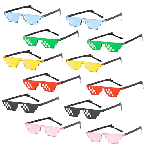 12 Stück Thug Life Brillen, Pixel-Brille, Kunststoff, Mosaik-Brille, 6 Farben, coole Sonnenbrille für Party, Urlaub, lustige Dekoration, Party-Requisiten für Erwachsene und Kinder 12 Stück Thug Life Brillen, Pixel-Brille, Kunststoff, Mosaik-Brille, 6 Farben, coole Sonnenbrille für Party, Urlaub, lustige Dekoration, Party-Requisiten für Erwachsene und Kinder von AOT