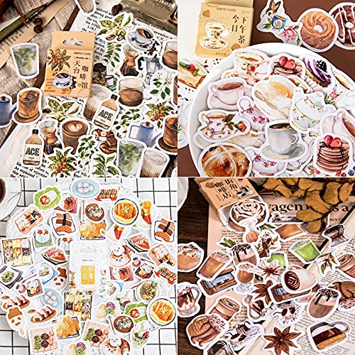 180 Pcs Aufkleber der Café-Serie, Sticker Vintage Aufkleber Scrapbooking Aufkleber für Scrapbook Kalender Notizbuch Tagebuch Fotoalbum DIY Dekoration, 4 Kisten von AOTOPYU