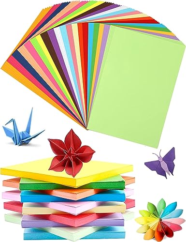 200 Blatt Origami Papier, A4 21 x 29,7cm & 20 x 20cm Buntes Papier Faltpapier Quadratisch Tonpapier Doppelseitig Farbiges Papier für Schule Familie DIY Bastelprojekte (20 Farben) von AOTOPYU