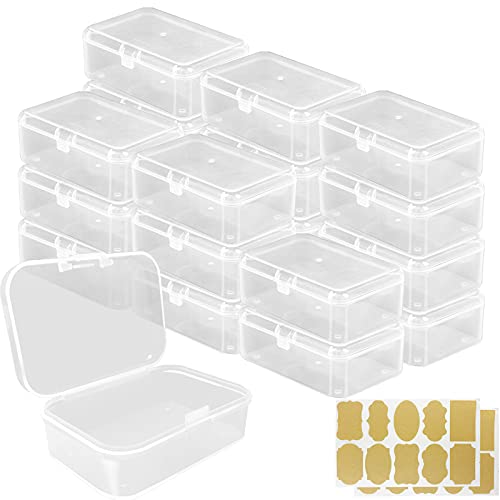 AOTOPYU 21 Stück Clear Kunststoffperlen Jewelry Organizer Box, 6,5 * 4,5 * 2,4 cm, Aufbewahrungsbehälter mit Deckel und Kraftpapieretiketten für kleine Gegenstände und andere Bastelprojekte von AOTOPYU