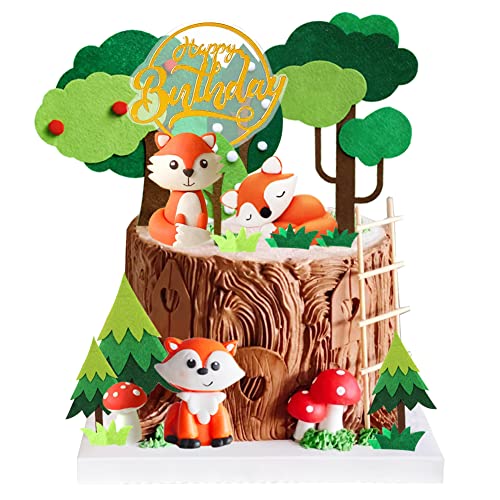 AOTWAN Tortendeko Tiere, Kuchendeko Waldtiere Geburtstag Deko Dschungel Themed für Party Kinder Mädchen Baby Shower von AOTWAN