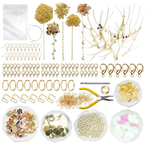 1014-teiliges Ketten-Schmuckherstellungs-Set, DIY-Schlüsselanhänger, Ohrringe, Armband, Halskette, Taille, Kopf, Oberschenkel, Fuß, Schuhe, Ketten, Tassen-Anhänger, Verschlüsse, selbstklebende Beutel von AOUXSEEM